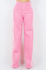 Women’s Striped Jean in Pink | Zarnesh