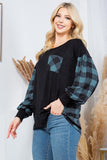 Women Plaid Contrast Bell Sleeve Sweater Knit | Zarnesh