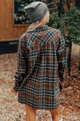 Women Plaid Print Pockets Buttoned Shirt Jacket | Zarnesh