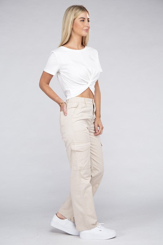 Women's Everyday Wear Elastic-Waist Cargo Pants | Zarnesh