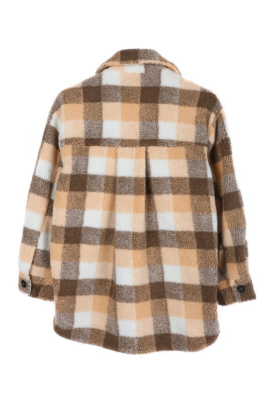 Women’s Plaid Sherpa Jacket with Pockets | Zarnesh