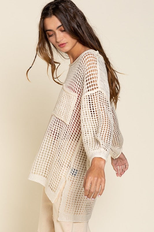 women Oversized Fit See-through Pullover Sweater zarnesh.com