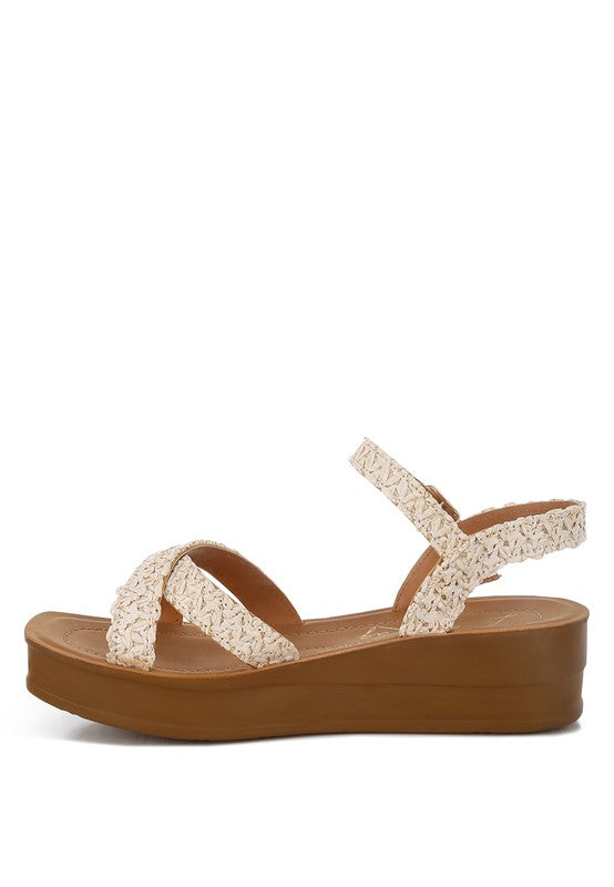 Women Sephone Woven Square Toe Soft Cushion Wedges Heel Zarnesh