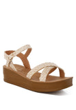 Women Sephone Woven Square Toe Soft Cushion Wedges Heel Zarnesh