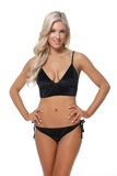 Women Velvet Bralette Top Halter Tie Side Bottom Bikini Set Zarnesh