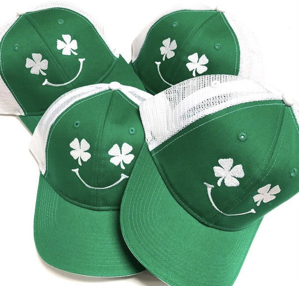 Women's Smiley Shamrock Embroidered Trucker hat | Zarnesh