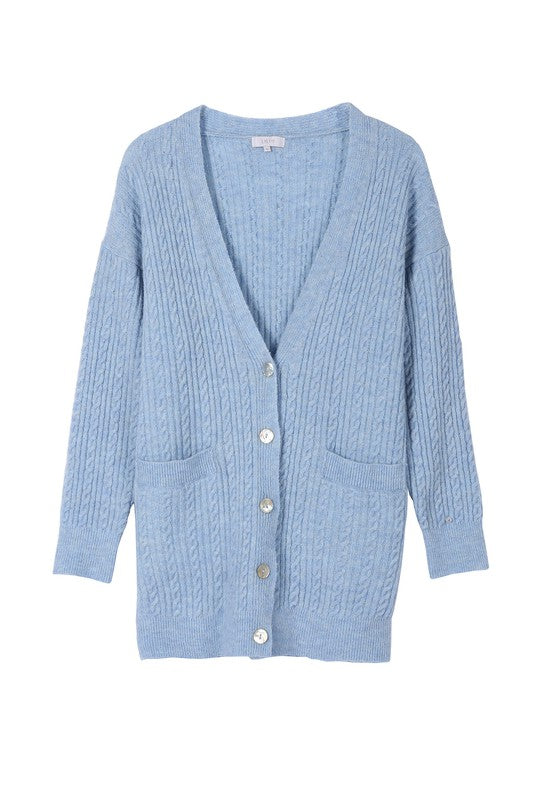 Women Cable Knit Wool Blend Cardigan | Zarnesh