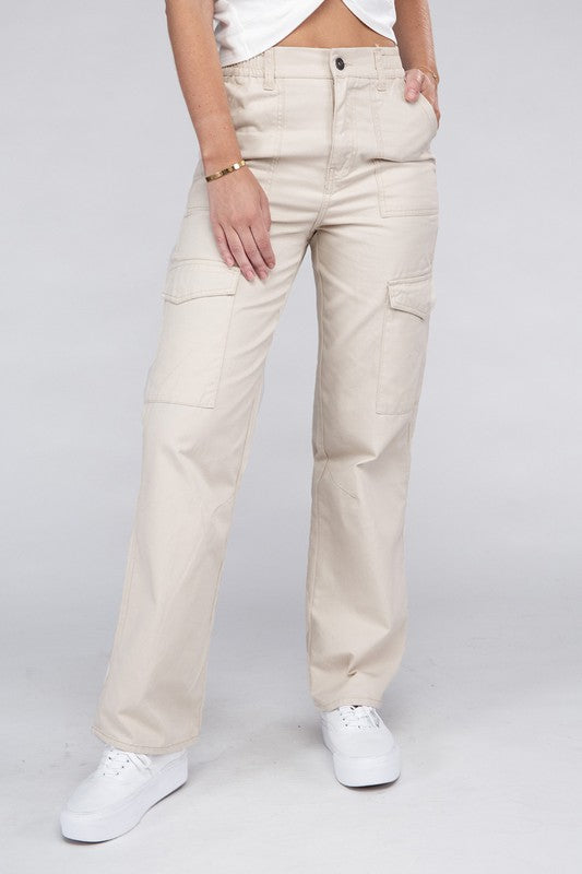 Women's Everyday Wear Elastic-Waist Cargo Pants | Zarnesh