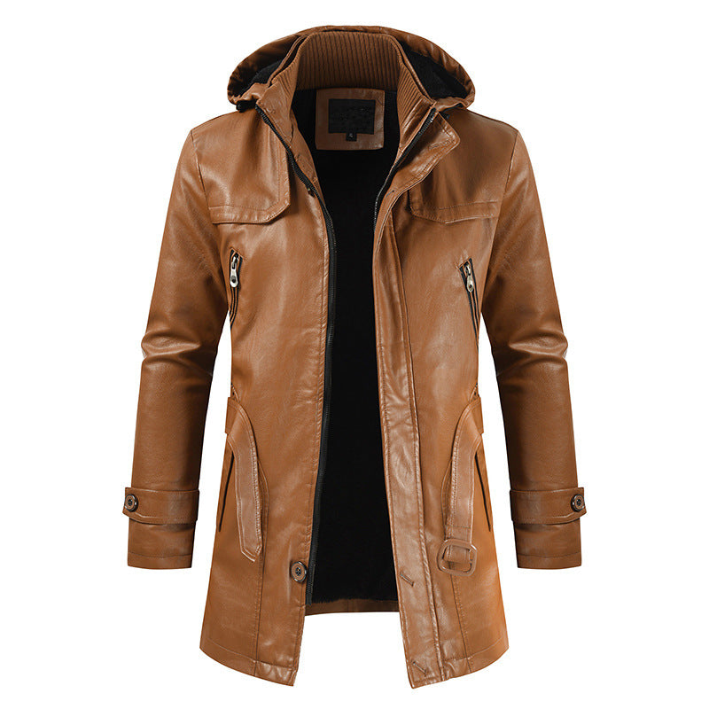 Elevate Your Edge with Our Hooded Slim Zipper Men's Leather Jacket | Zarnesh