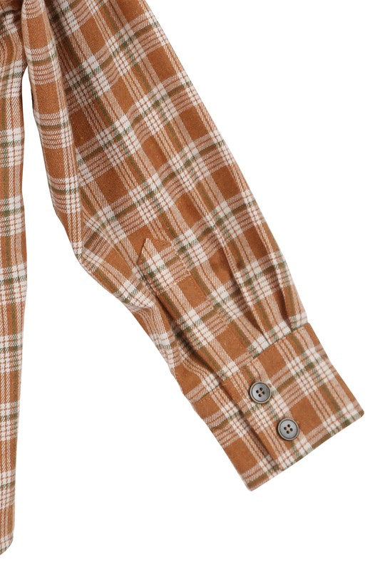 Women Autumn Beige Plaid Shirts | Zarnesh