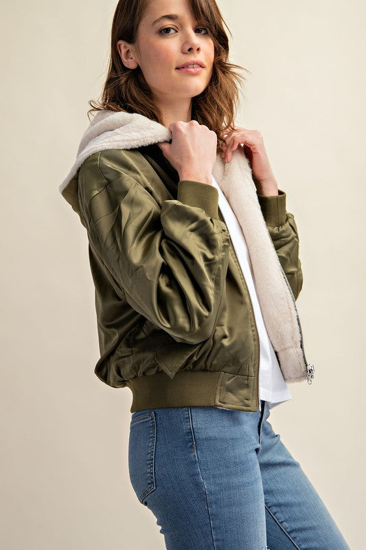 Women Reversible All-Weather Fur-Lined Bomber Jacket | Zarnesh