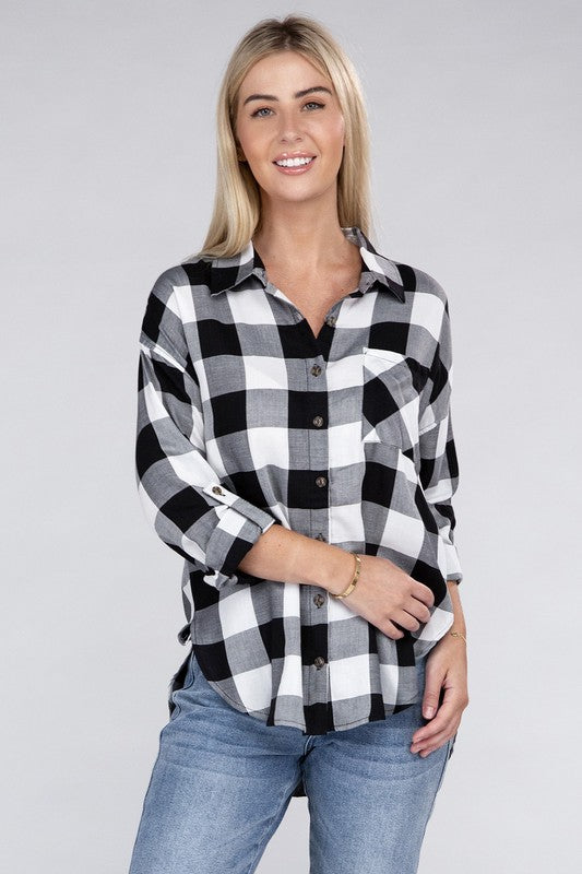 Women Classic Plaid Flannel Shirt | Zarnesh