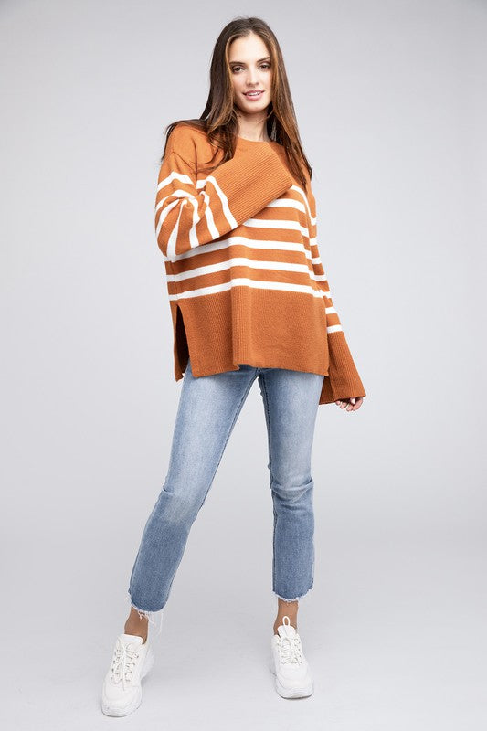 Women’s Ribbed Hem Stripe Sweater | Zarnesh