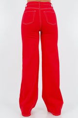 Women Wide Leg Jean in Red zarnesh.com