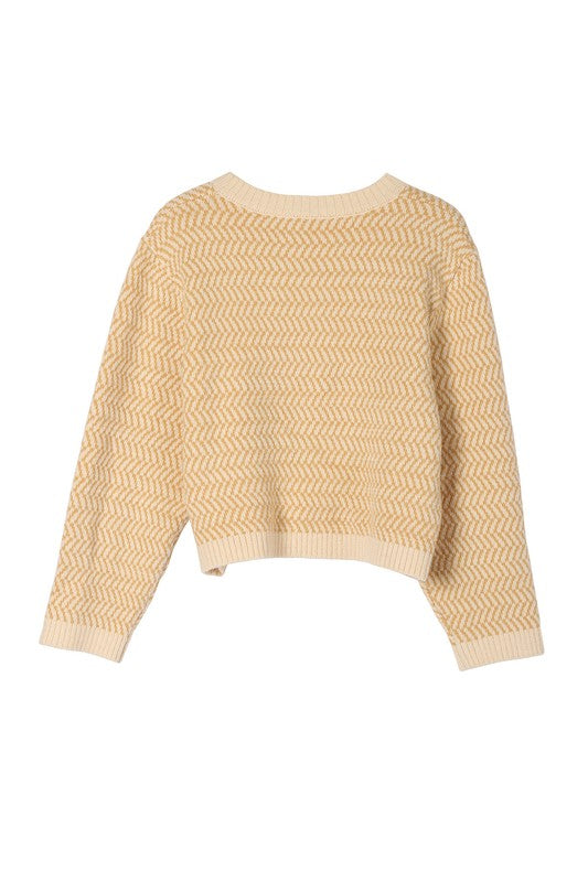 Women’s Herringbone Pattern Crew Neck Sweater | Zarnesh