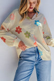 Women Flower Print Collared Button up Loose Fit Blouse Zarnesh