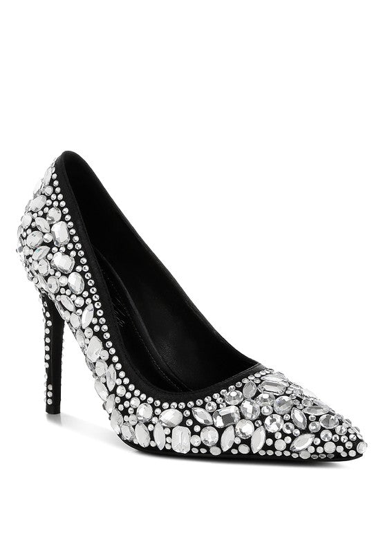 Women’s Iceout Diamante & Rhinestone Embellishment Pumps | Zarnesh