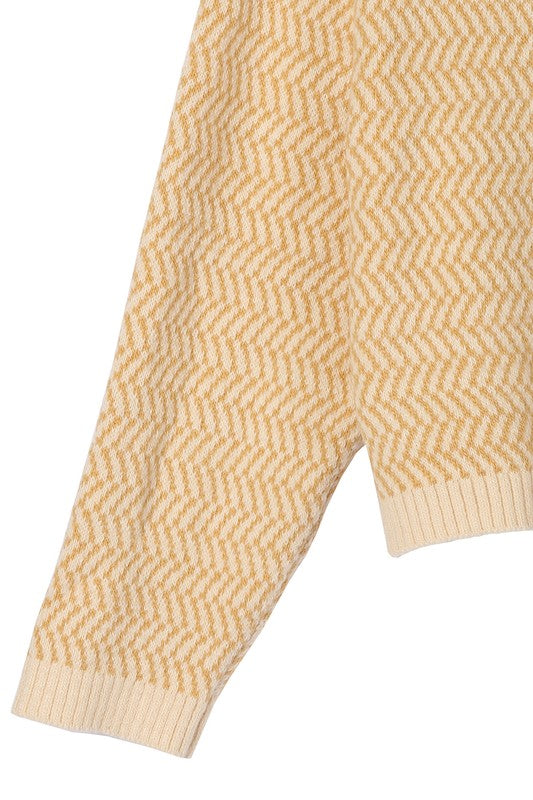 Women’s Herringbone Pattern Crew Neck Sweater | Zarnesh