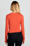 Women Round Neck Long Sleeve Knit Crop Top | Zarnesh