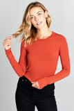 Women Round Neck Long Sleeve Knit Crop Top | Zarnesh