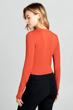 Women Round Neck Long Sleeve Knit Crop Top | Zarnesh