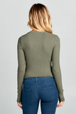 Women Solid Ribbed Round Neck Long Sleeve Cropped Fit Top Zarnesh