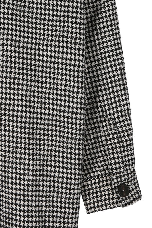 Women Houndstooth Long Shacket | Zarnesh