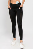 women Active Jersey Mesh Striped 3-Pocket Leggings