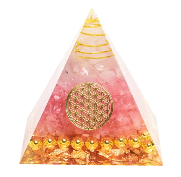 Pyramid Decoration with Natural Crystal Gravel Energy Tower Harmony in Design | Zarnesh