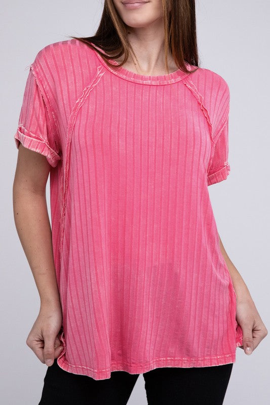 Women Ribbed Raglan Dolman Sleeve Boat-Neck Top | Zarnesh