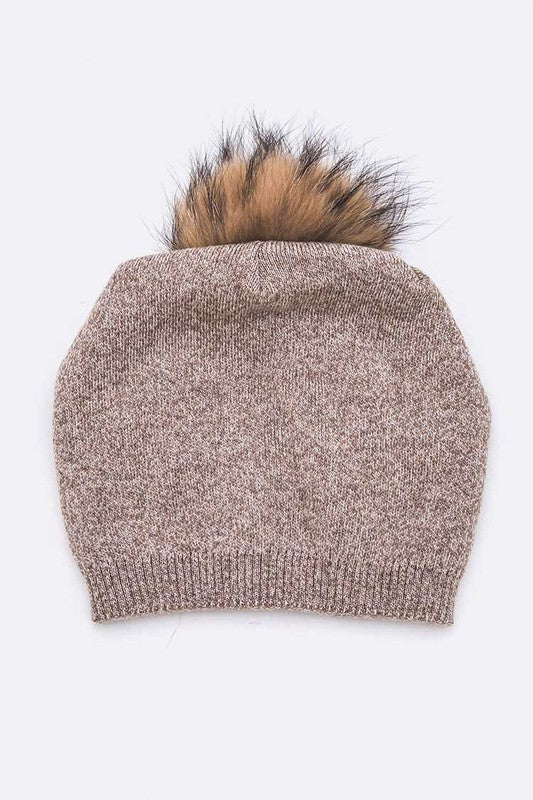 Women Raccoon Fur PomPom Pre-Sewed Slouchy Beanie | Zarnesh