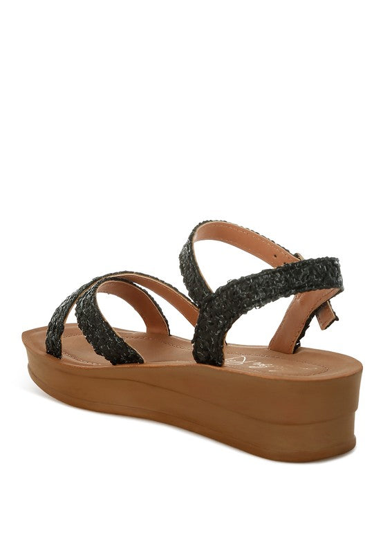 Women Sephone Woven Square Toe Soft Cushion Wedges Heel Zarnesh