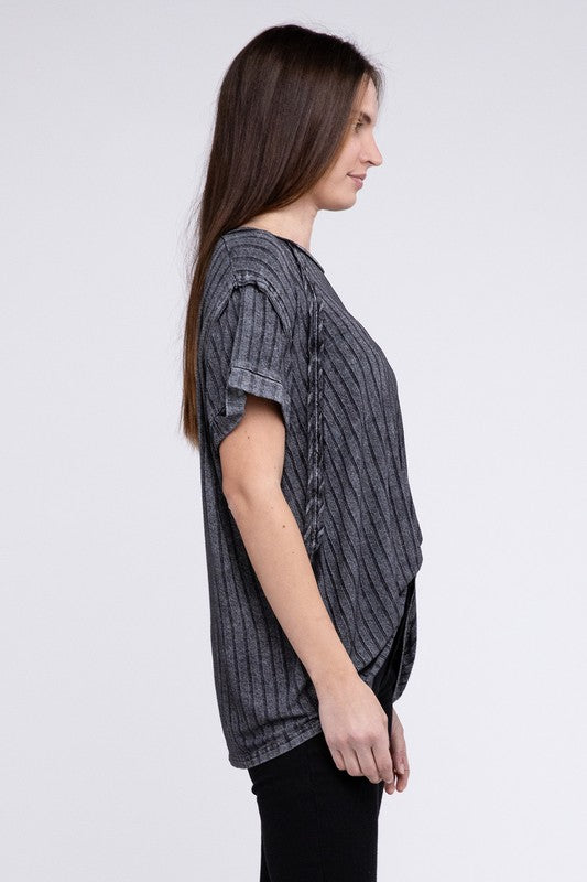 Women Ribbed Raglan Dolman Sleeve Boat-Neck Top | Zarnesh