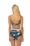 Women Floral Velvet Bralette Top Tie Side Bottom Bikini Set Zarnesh