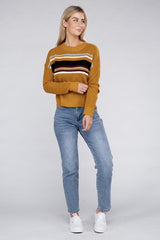 Women Everyday Wear Striped Pullover Sweater | Zarnesh