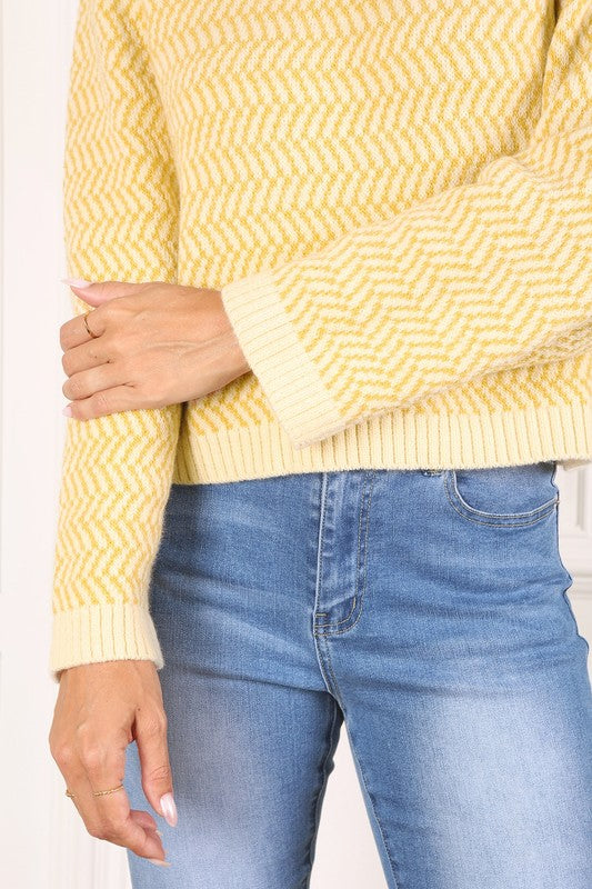 Women’s Herringbone Pattern Crew Neck Sweater | Zarnesh