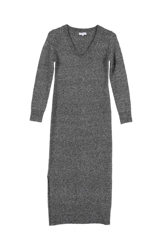 Women V-Neck Sweater Maxi Dress | Zarnesh