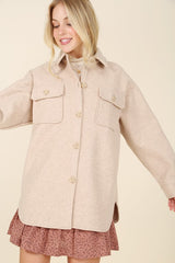 Women’s Light Beige Shacket with Pockets | Zarnesh