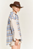 Women Plus Multi Plaid Teddy Fur Sleeves Fuzzy Sleeve Jacket Zarnesh