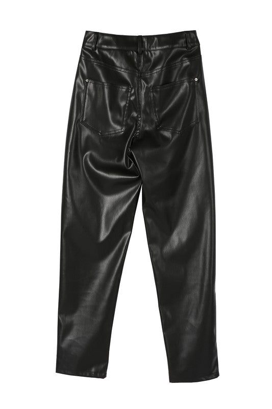 Women Solid Pattern Unlined But Opaque Vegan Leather Pants Zarnesh