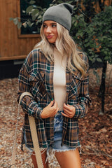 Women Plaid Print Pockets Buttoned Shirt Jacket | Zarnesh