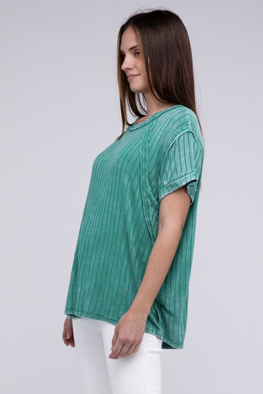 Women Ribbed Raglan Dolman Sleeve Boat-Neck Top | Zarnesh