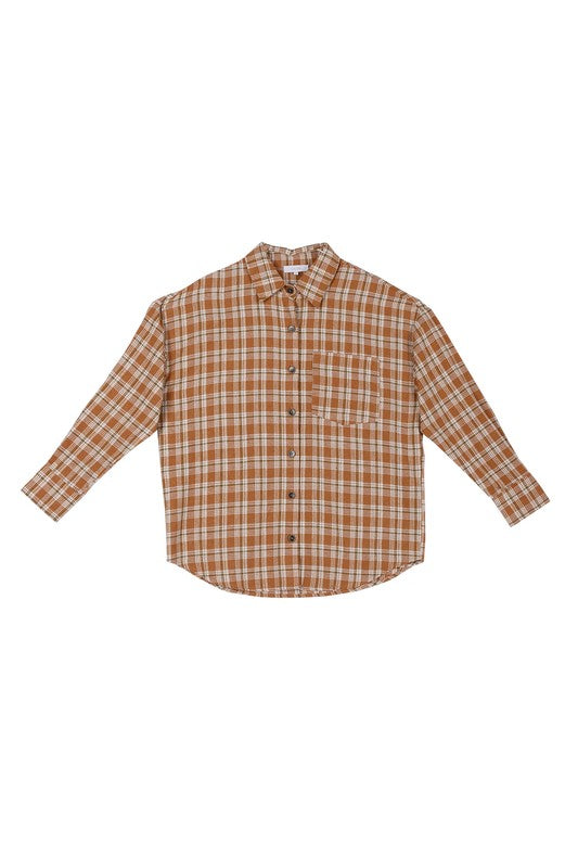 Women Autumn Beige Plaid Shirts | Zarnesh