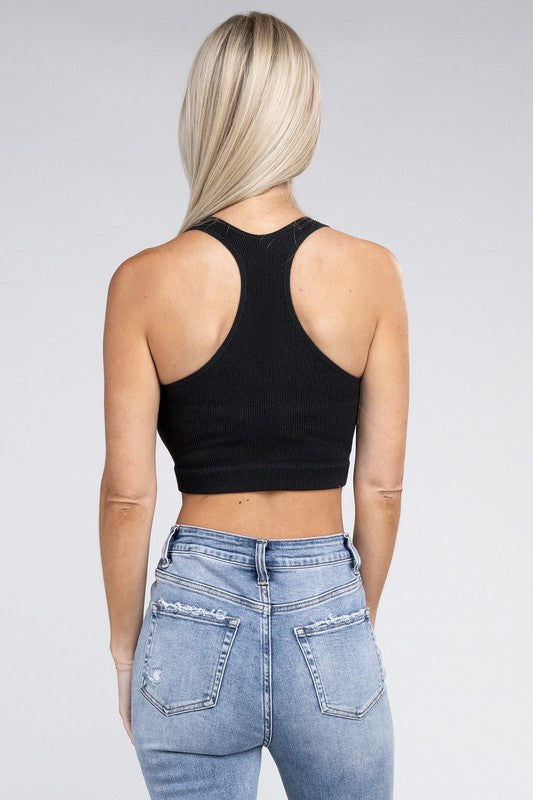 Women Ribbed Cropped Racerback Tank Top | Zarnesh