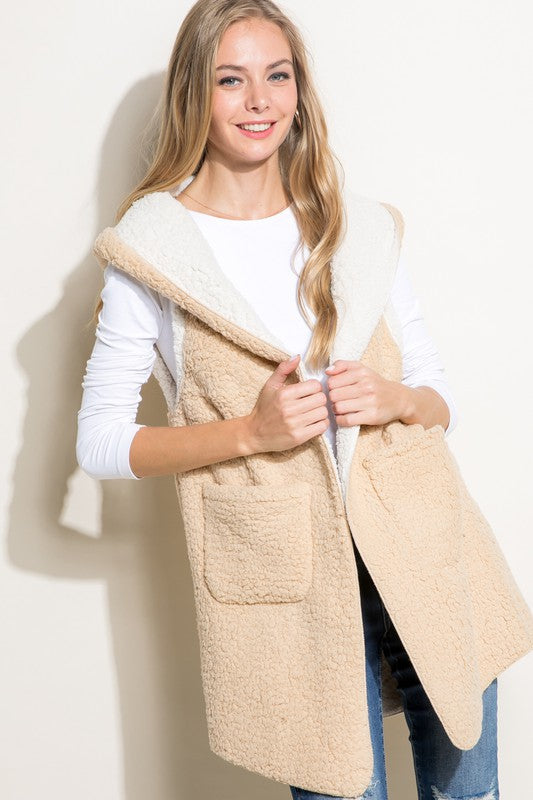 Women Plus Sherpa Long Vest | Zarnesh