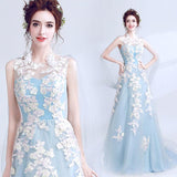 A Line Floral Lace Illusion Neck Maxi Dress | Zarnesh