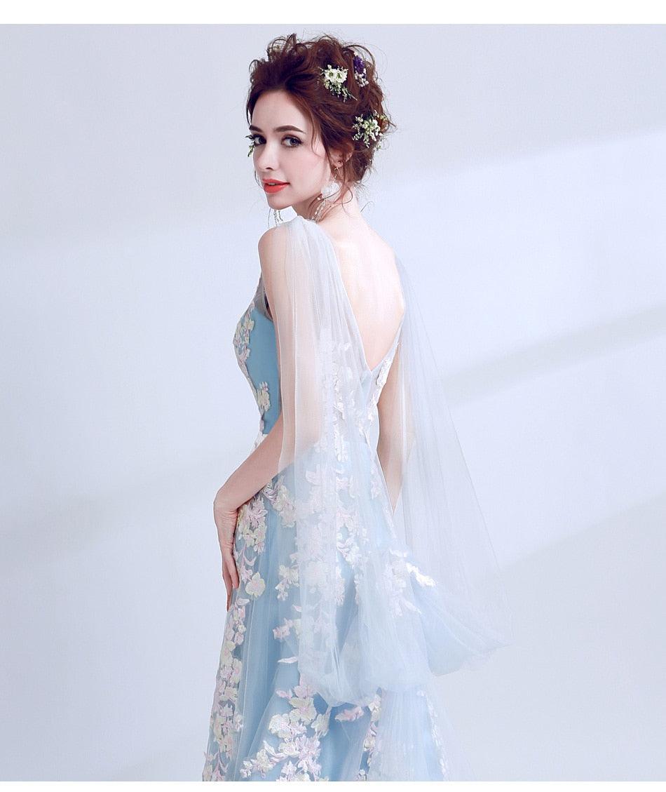 A Line Floral Lace Illusion Neck Maxi Dress | Zarnesh