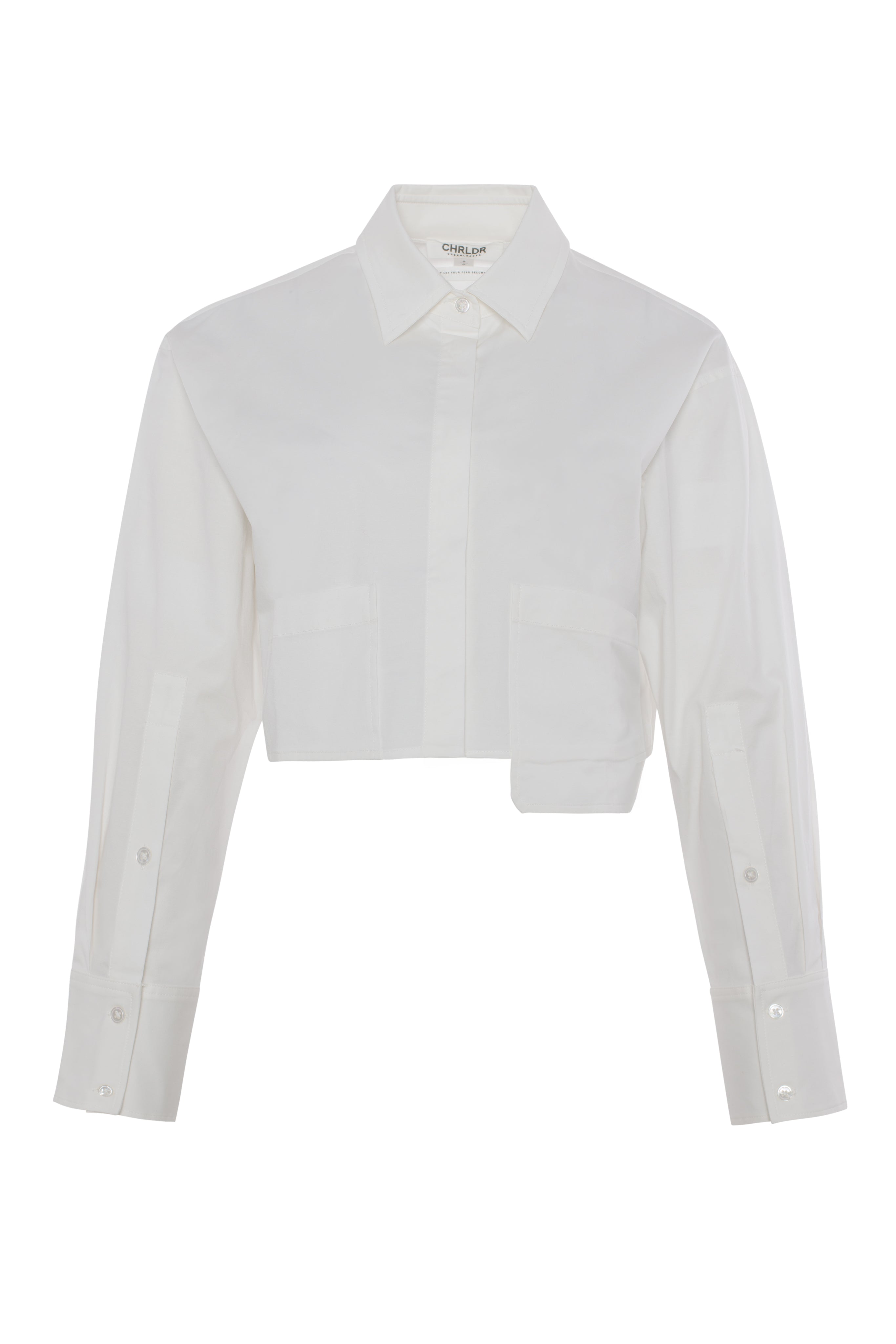 White cropped shirt on a white background