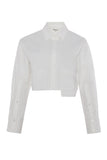 White cropped shirt on a white background
