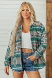 Aztec Geometric Print Button Front Shacket | Zarnesh